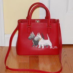 NWT Ralph Lauren Holiday Red Dog Scottish Terrier Satchel